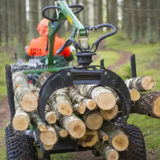 TV-Rückewagen / Forstanhänger Kellfri 2 Tonnen (mit 3,6 m Kran & 9 PS Benzinmotor) – Bild 2