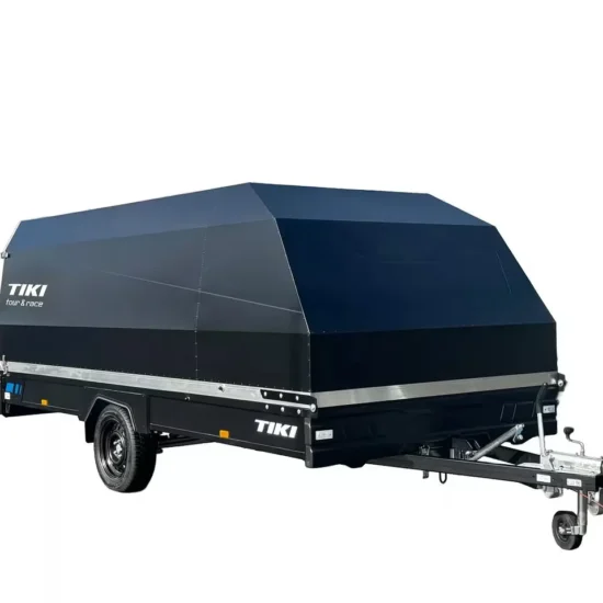 Tiki CP430-LB Motorschlittenanhänger Schwarz Duplex - 1300kg Gebremst Kippbar Alu-Haube LED 3PMSF – Bild 1