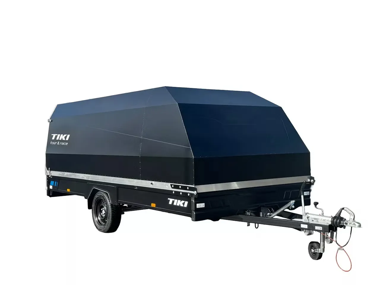 Tiki CP430-LB Motorschlittenanhänger Schwarz Duplex - 1300kg Gebremst Kippbar Alu-Haube LED 3PMSF – Bild 1