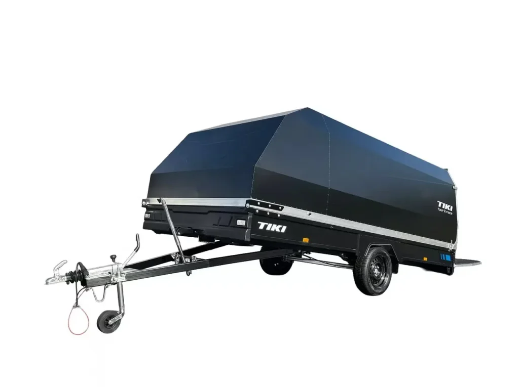 Tiki CP430-LB Motorschlittenanhänger Schwarz Duplex - 1300kg Gebremst Kippbar Alu-Haube LED 3PMSF