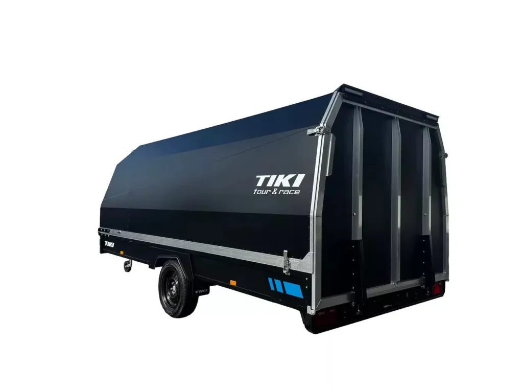 Tiki CP430-LB Motorschlittenanhänger Schwarz Duplex - 1300kg Gebremst Kippbar Alu-Haube LED 3PMSF