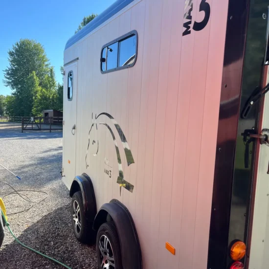 Cheval Liberté Maxi 3 Pferdeanhänger - Tandem-Achs 3 Pferde Alu Schwarz/Weiß Kamera – Bild 5