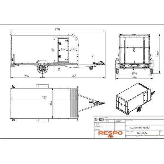Respo Kofferanhänger 1500kg Isolierte Box - Dieselheizung 240V Rampe Blattfederung LED – Bild 6