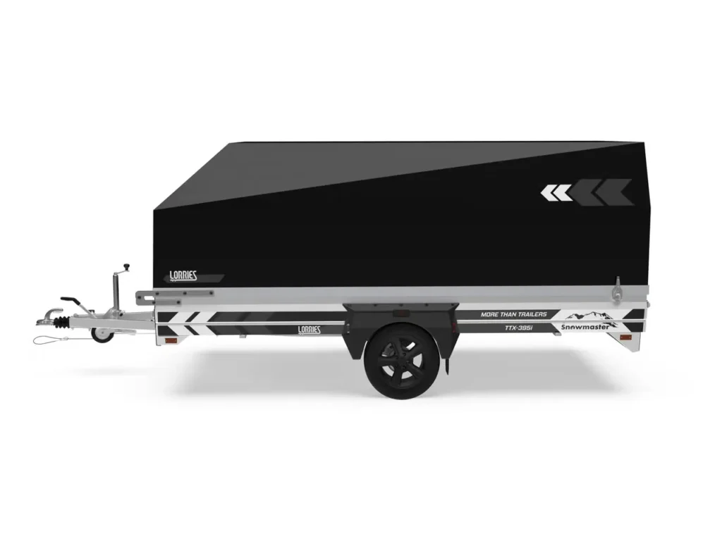 Snowmaster TTX-395i Motorschlittenanhänger - 1350kg 1-Achs Alukappe LED Flachtieflader