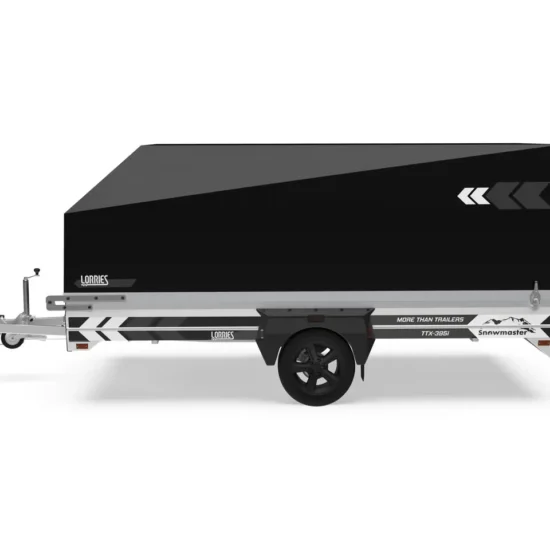 Snowmaster TTX-395i Motorschlittenanhänger - 1350kg 1-Achs Alukappe LED Flachtieflader – Bild 1