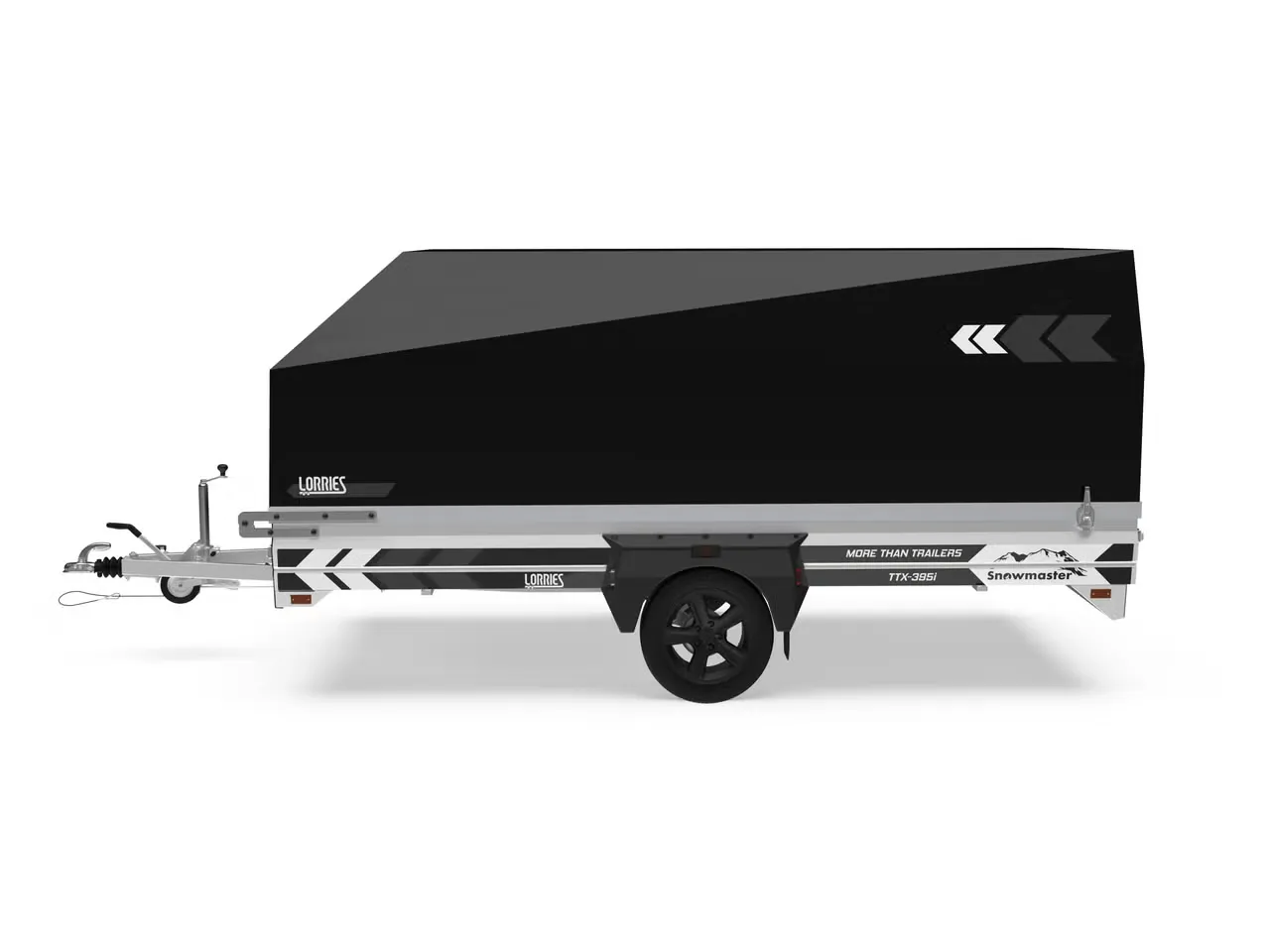 Snowmaster TTX-395i Motorschlittenanhänger - 1350kg 1-Achs Alukappe LED Flachtieflader – Bild 1